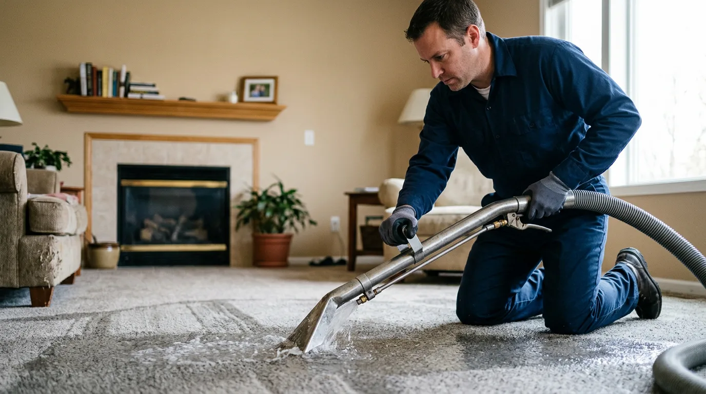 Water damage restoration technician working near Cavendish, VT
